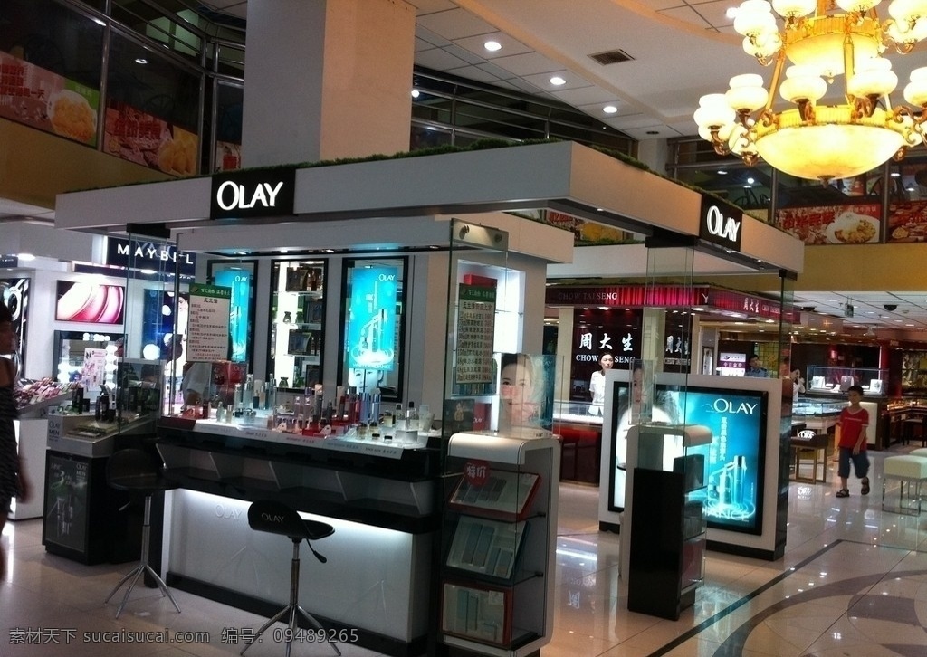 化妆品柜台 olay 展示用具 大型展架 柜台 化妆品 中岛 室内摄影 建筑园林