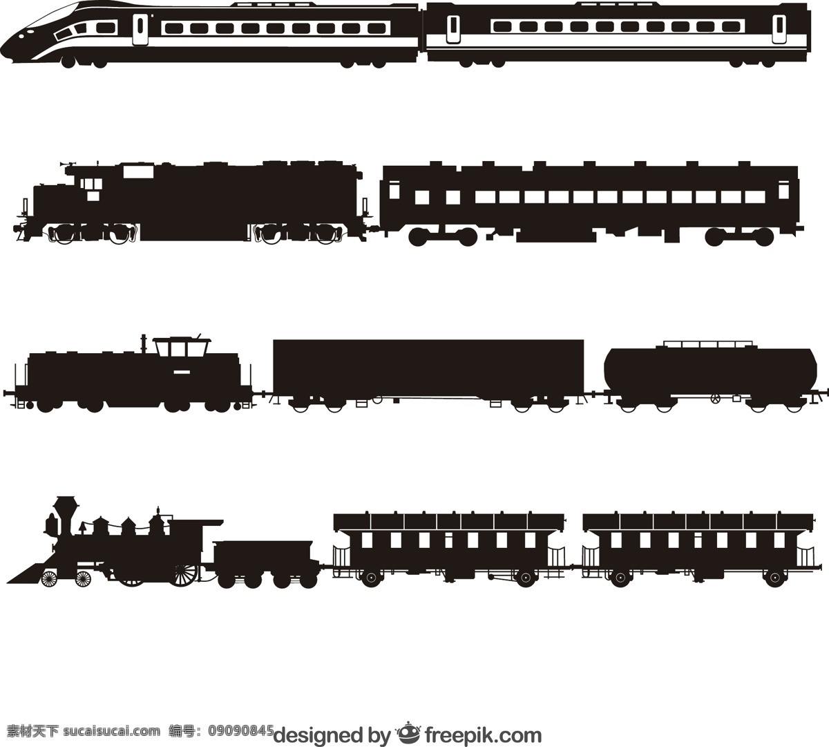 火车 轮廓 收藏 火车的剪影 运输 交通 铁路 机车 剪影 收集 列车 白色