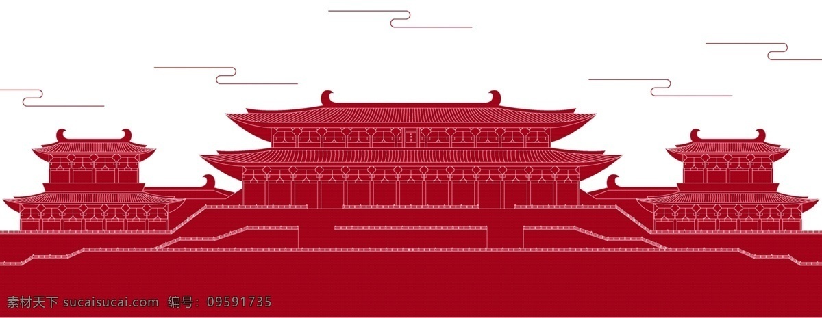 大明宫 古建筑 线图 唐宋建筑 中华古建筑 文化艺术 传统文化