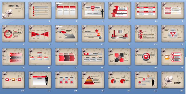 淡雅 花卉 复古 商务 ppt模板 模板下载 淡雅花卉 复古商务 模板