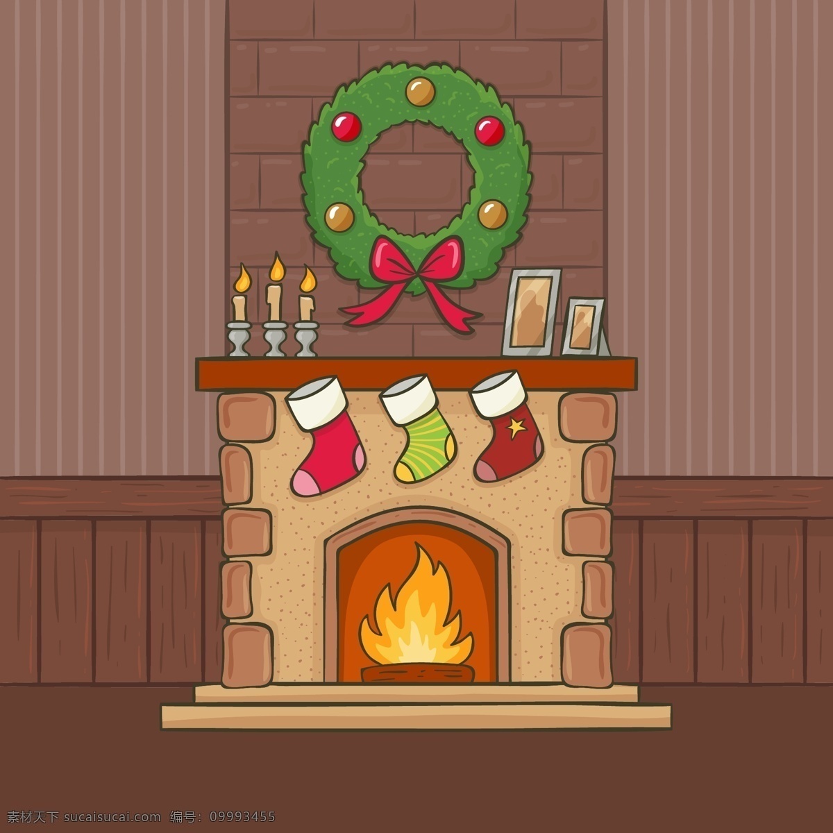 手绘 圣诞 壁炉 圣诞壁炉 手绘壁炉素材