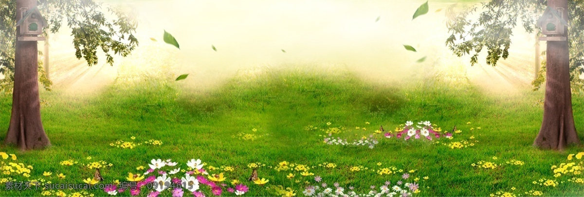 浪 美 唯美 森林 系 banner 背景 绿色背景 清新背景 情景剧 森林背景 素材背景 童话剧 植物背景