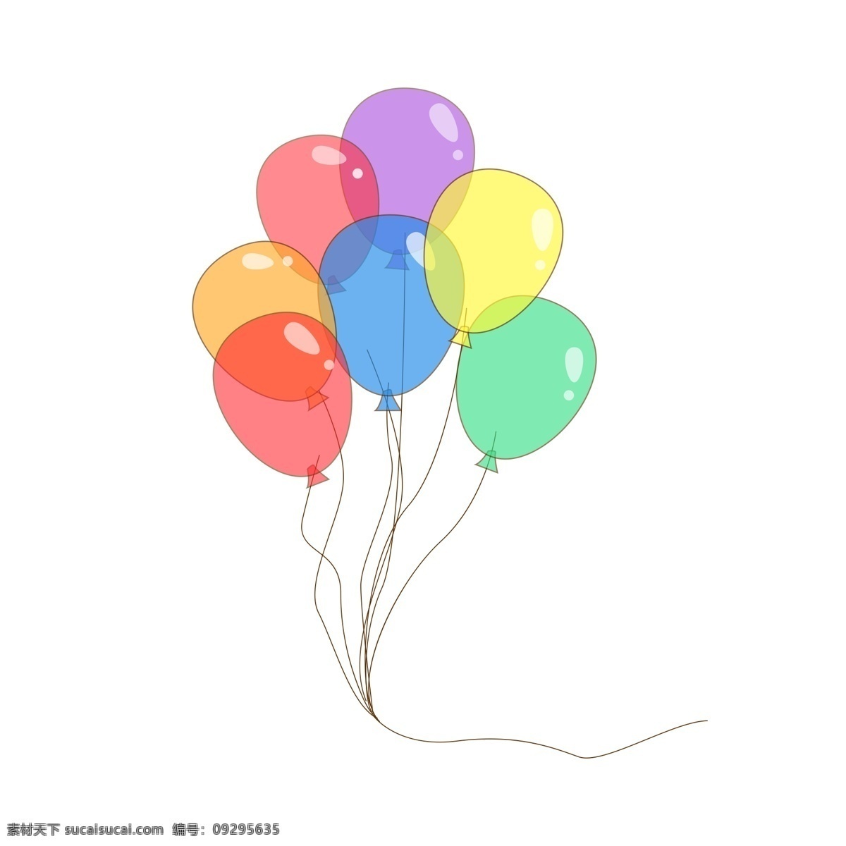 原创 手绘 可爱 彩色 透明 气球 商用 元素 卡通 设计元素 可商用