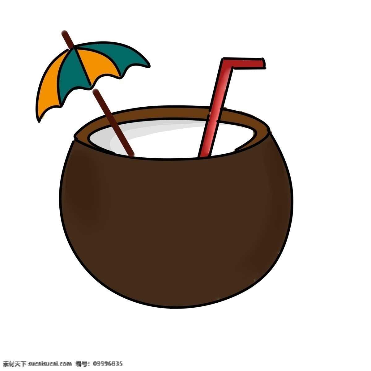食物 水果 椰子 小 伞 小伞 可爱 卡通
