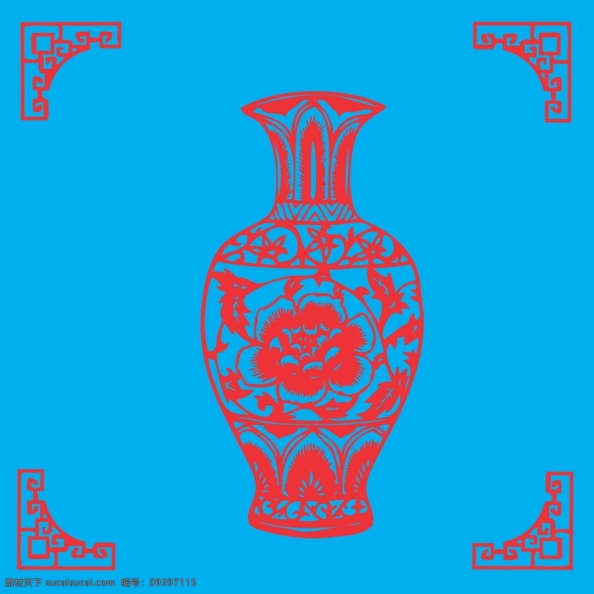 花瓶剪纸 花瓶 容器 花纹 剪纸 线条 矢量 传统 民俗 装饰 窗花 插画 文化艺术 传统文化