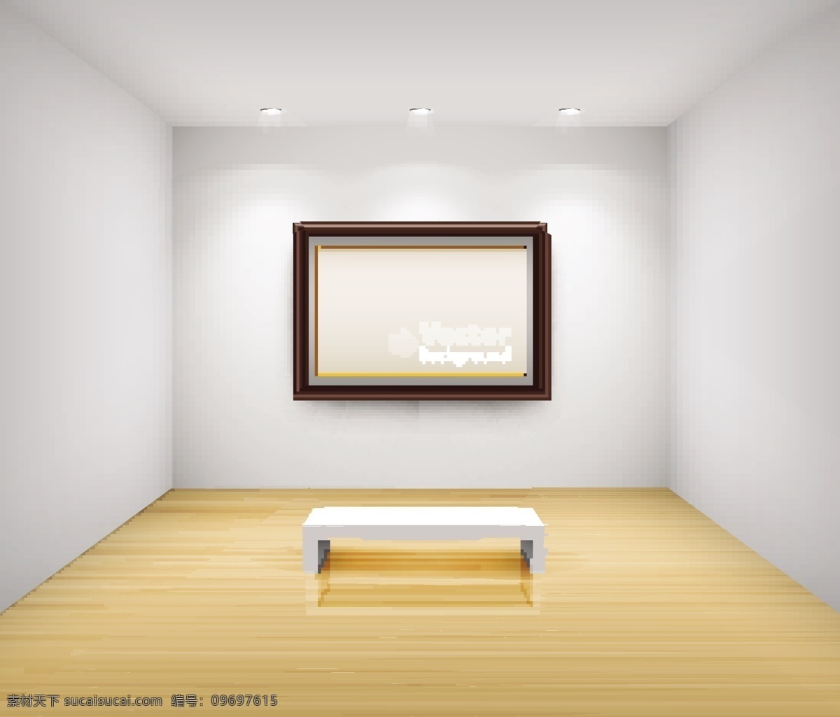 精美 画廊 镜框 模板 凳子 木框 墙面 矢量素材 宣传框 展览 矢量图 其他矢量图