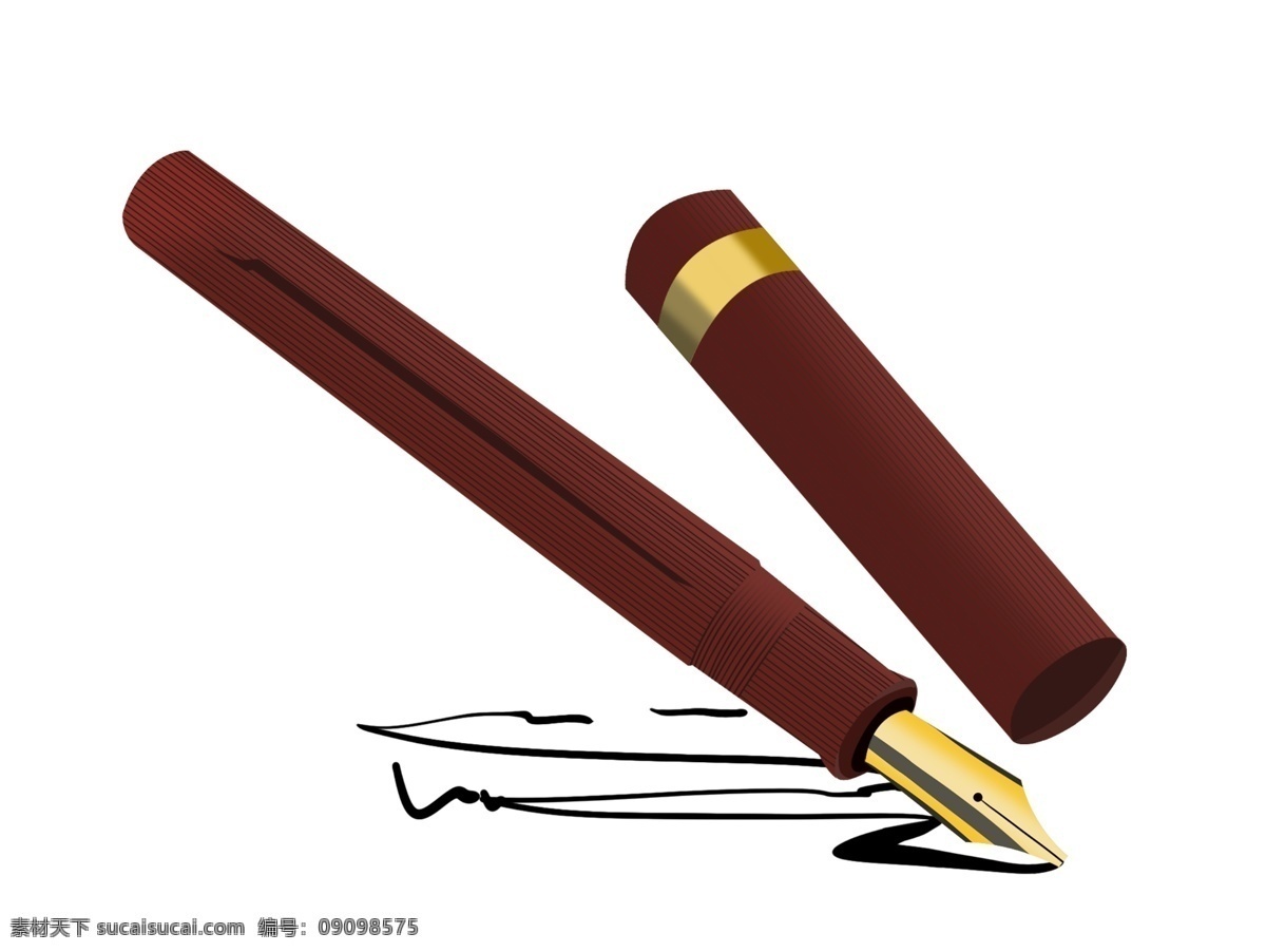 红色 钢笔 卡通 插画 红色的钢笔 卡通插画 笔的插画 学习的钢笔 文化 文具笔 文学用品 笔 写字笔