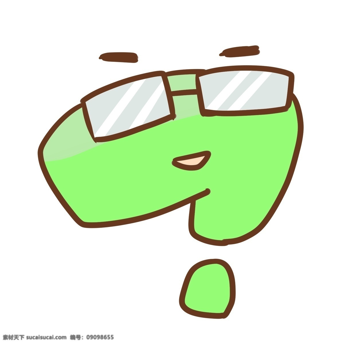 绿色 表情 戴 眼镜 的卡 通 问号 绿色的问号 卡通问号 戴眼镜的问号 可爱的问号 有表情的问号 免抠的问号
