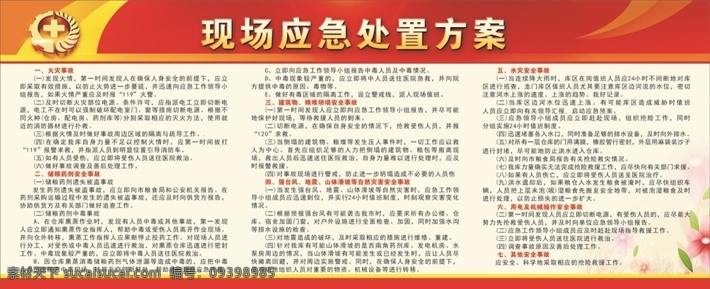 现场 应急 处置 方案 现场应急 处置方案 粮食局 火灾事故 水灾事故 储粮药剂