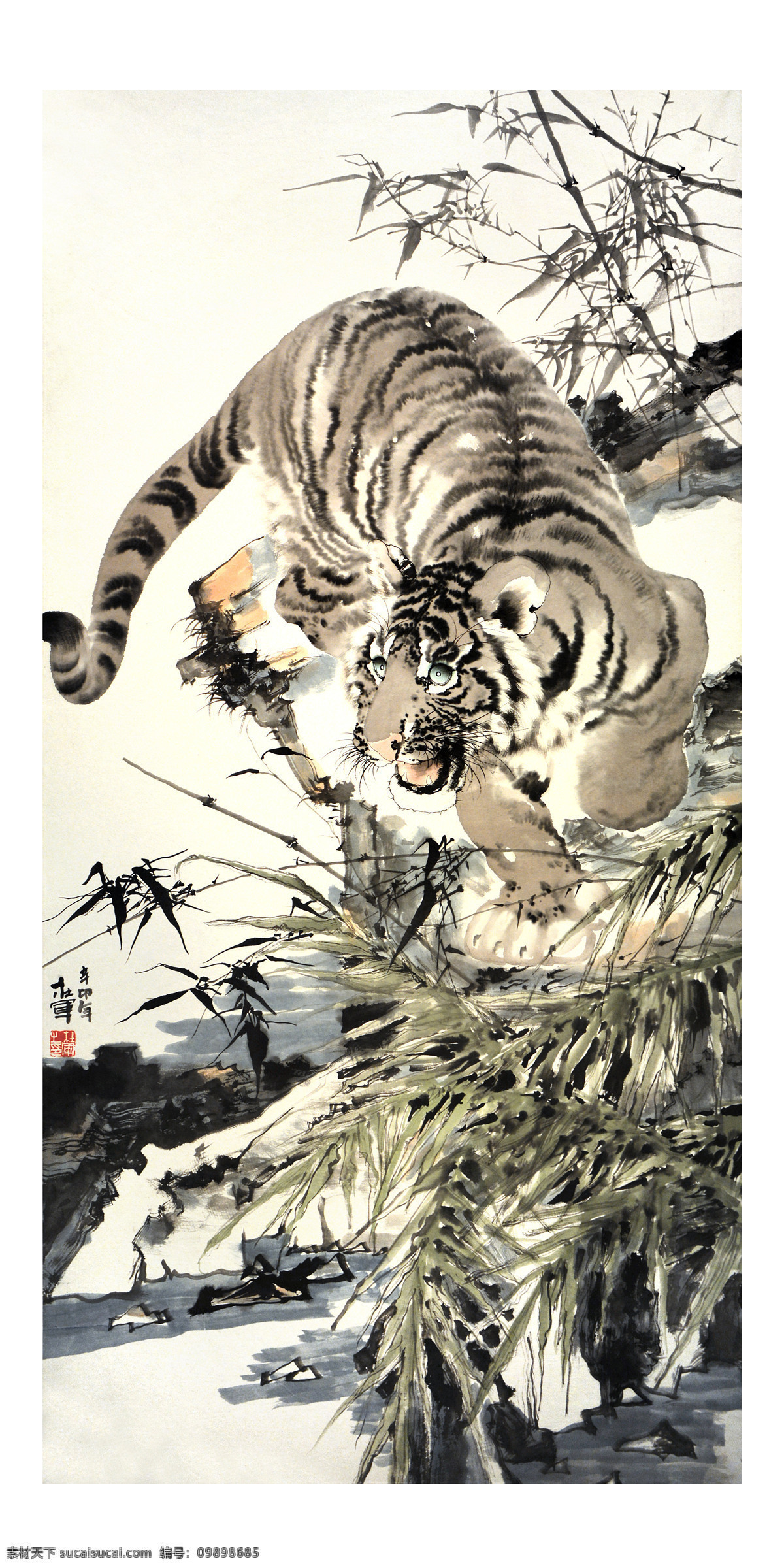 国画虎 国画 虎 画虎 虎威 老虎 下山虎 国画书法 国画老虎 水墨老虎 绘画艺术 文化艺术 美术 绘画 国画与书法 绘画书法 白色
