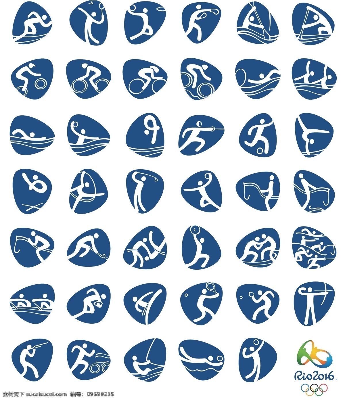 体育项目标志 里约 奥运会 项目 标志 白色