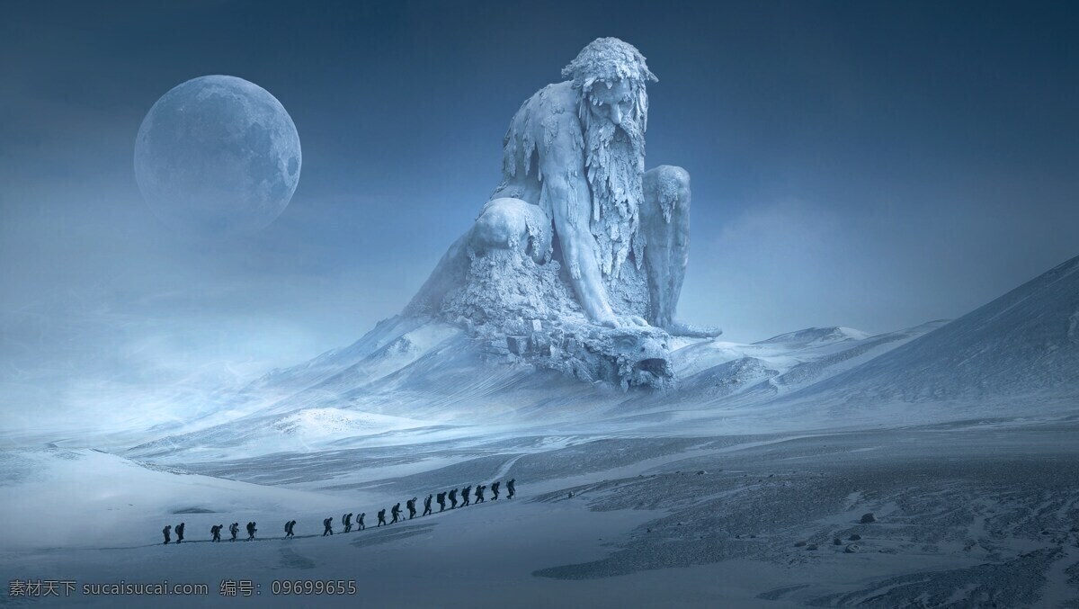 风雪流浪者 幻想 流浪者 雕塑 纪念碑 冰 冷 雪 冬天 雪景 固体 梦的世界 神秘 童话故事 自然景观