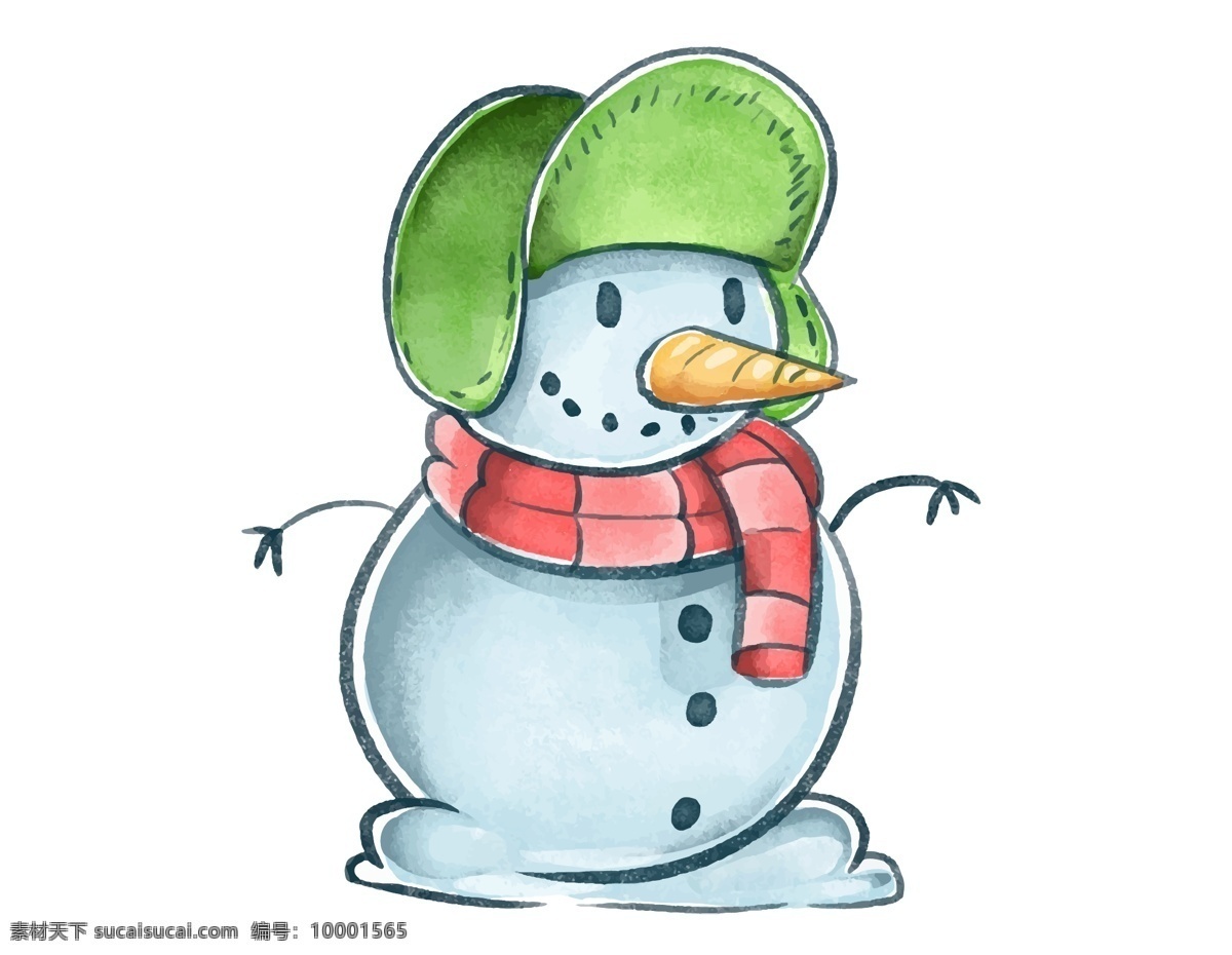 卡通 可爱 雪人 元素 小清新 冬季 围巾 矢量元素 手绘 可爱雪人 雷锋帽 ai元素