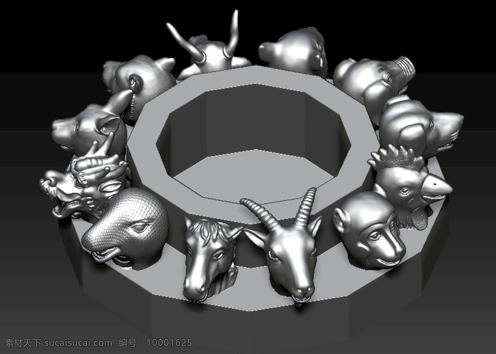 十二生肖 烟灰缸 3d模型 zbrush stl文件 3d雕刻 3d打印 ug nx 3d设计 3d作品 stl