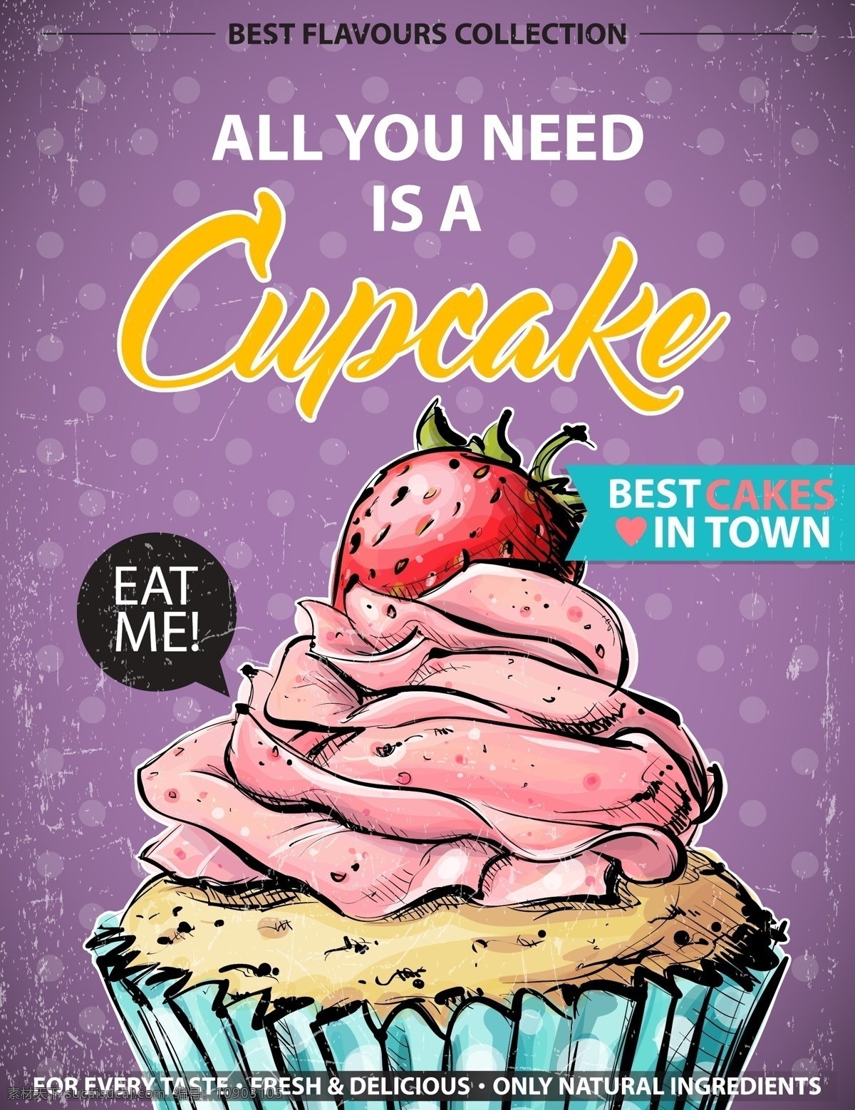 草莓 纸杯 蛋糕 海报 纸杯蛋糕 销售 甜品 矢量图 矢量 高清图片