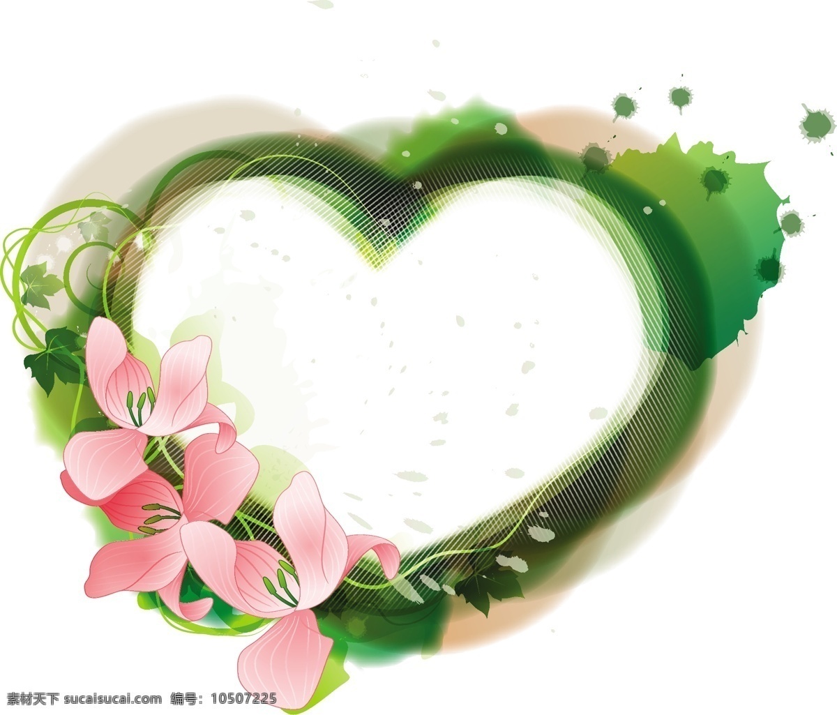 心形 花卉 植物 装饰 花朵素材 背景 手绘风格 花卉植物 花草素材 手绘 插画 爱心 花草树木 生物世界 矢量素材 白色