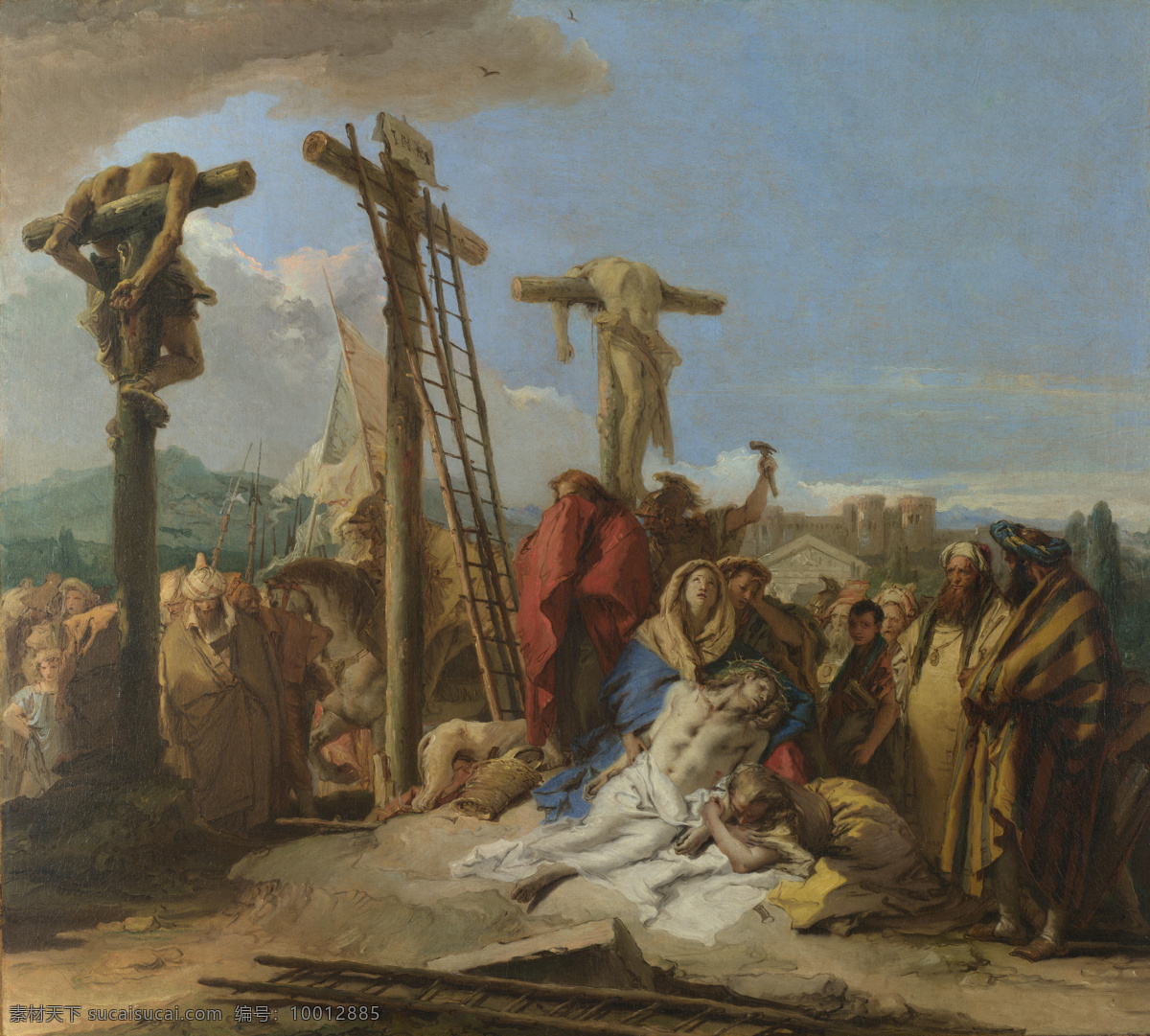耶稣 刑场 油画 情景 十字架 人物 宗教 西方人物 名画 绘画 文化艺术 艺术品 世界名画 书画文字