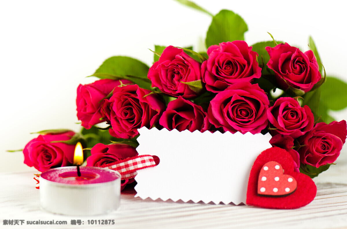 蜡烛 玫瑰花 鲜花背景 花朵 情人节背景 情人节素材 节日庆典 生活百科