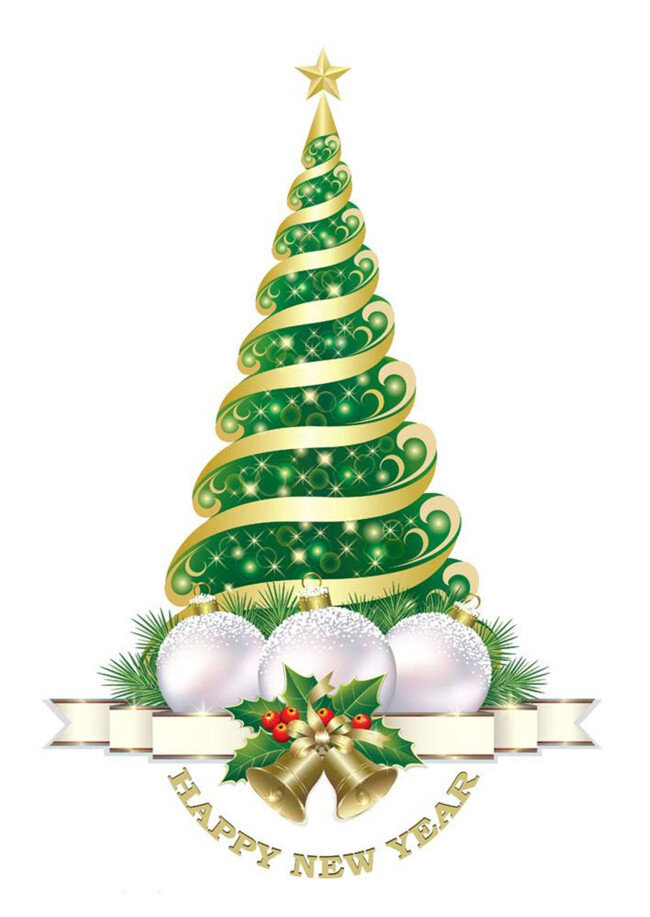圣诞树 彩球 矢量 铃铛 圣诞球 丝带圣诞树 节日素材 圣诞节快乐