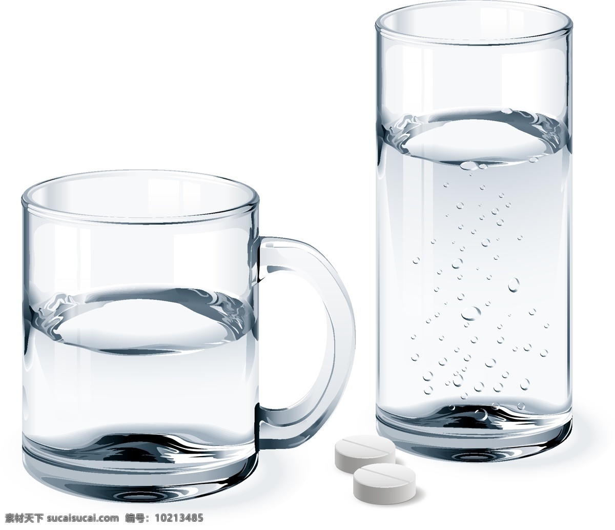 高矮水杯素材 水杯 玻璃杯 矢量素材 设计素材 背景素材 高矮