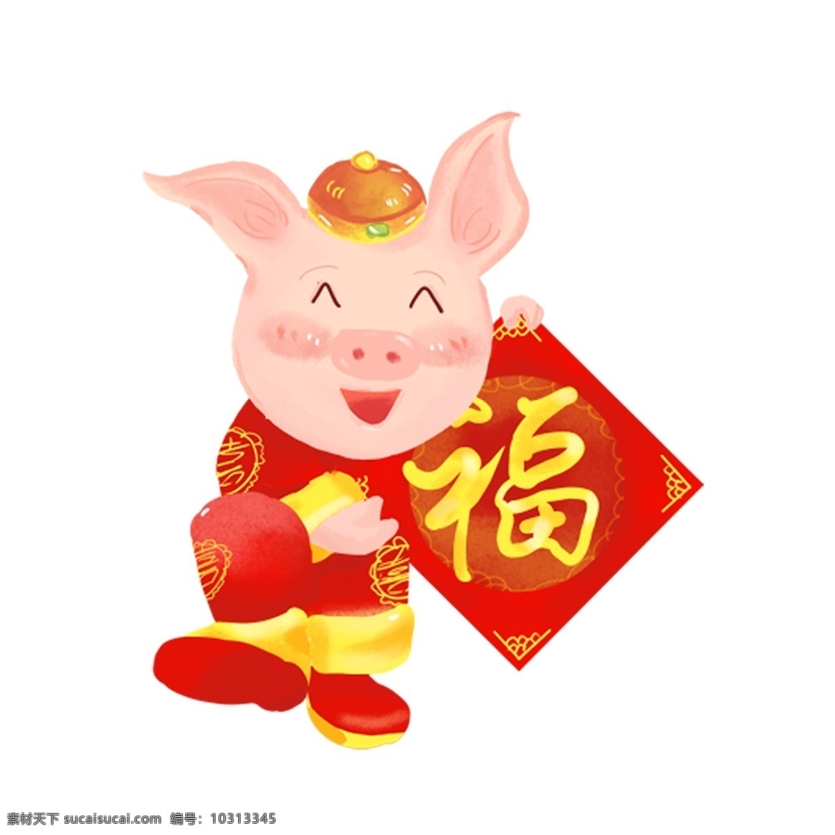 2019 猪年 送 福 新年 元素 金猪 新春 设计元素 装饰图案 简约 2019猪年 手绘 元素装饰 元素设计 手绘元素 psd元素