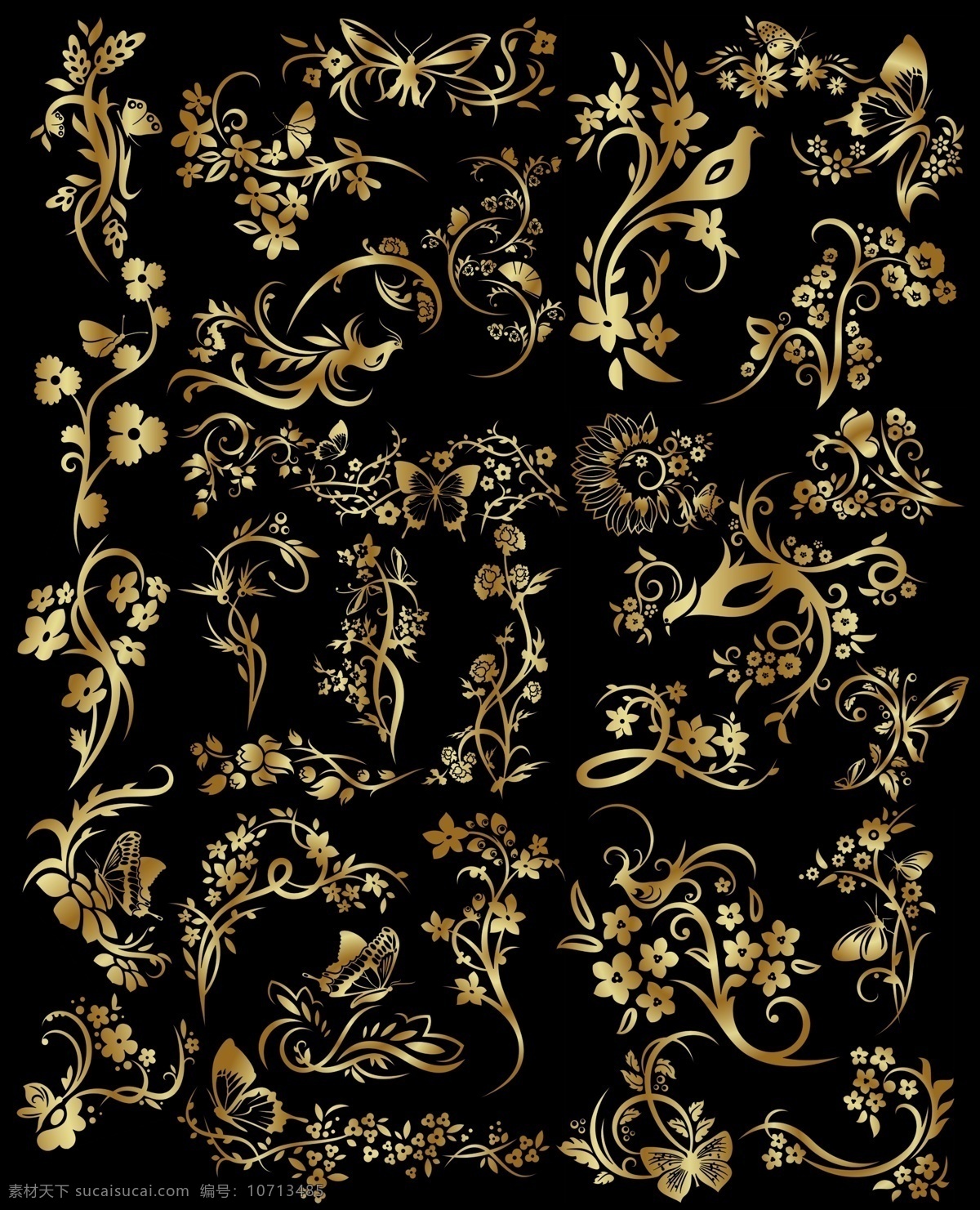 底图花纹 花纹 金色 金色花纹 花 金花 分层 源文件