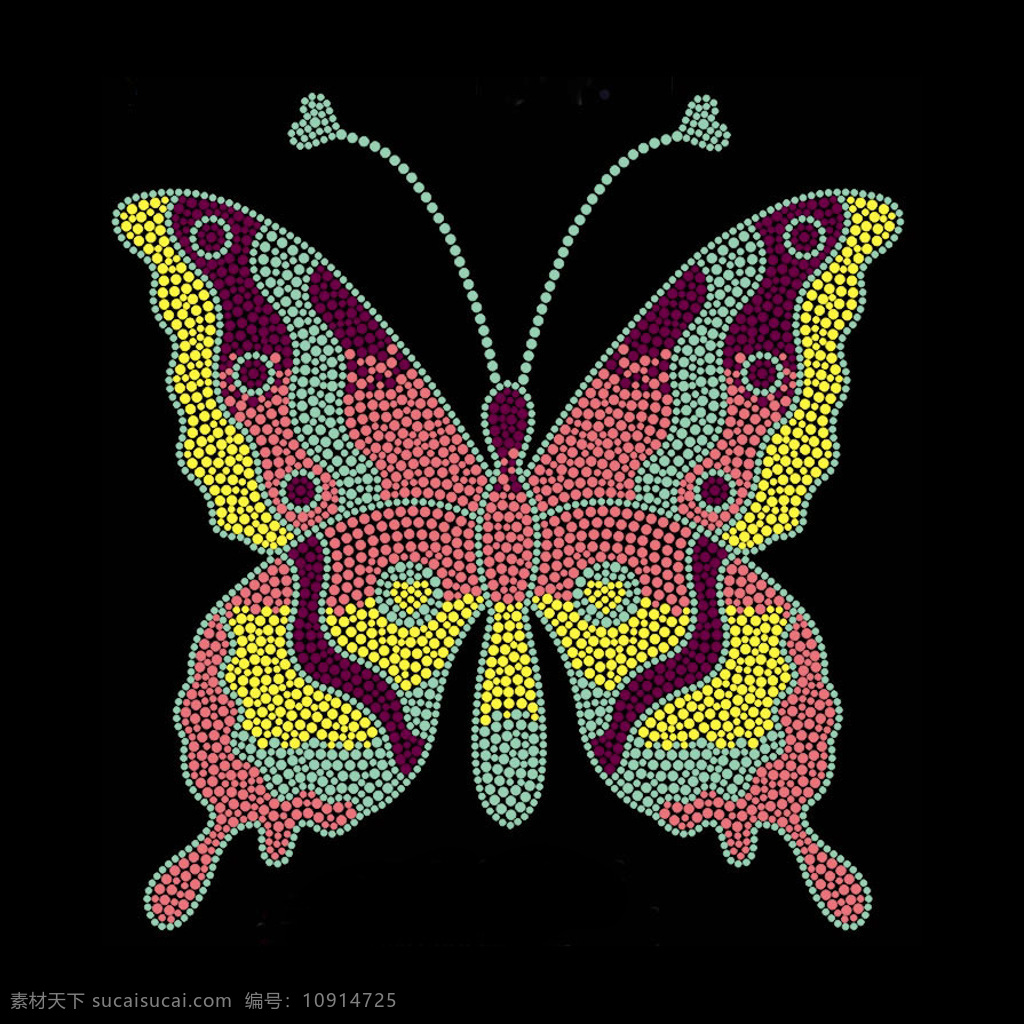 烫钻 动物 昆虫 蝴蝶 免费素材 面料图库 服装图案 黑色
