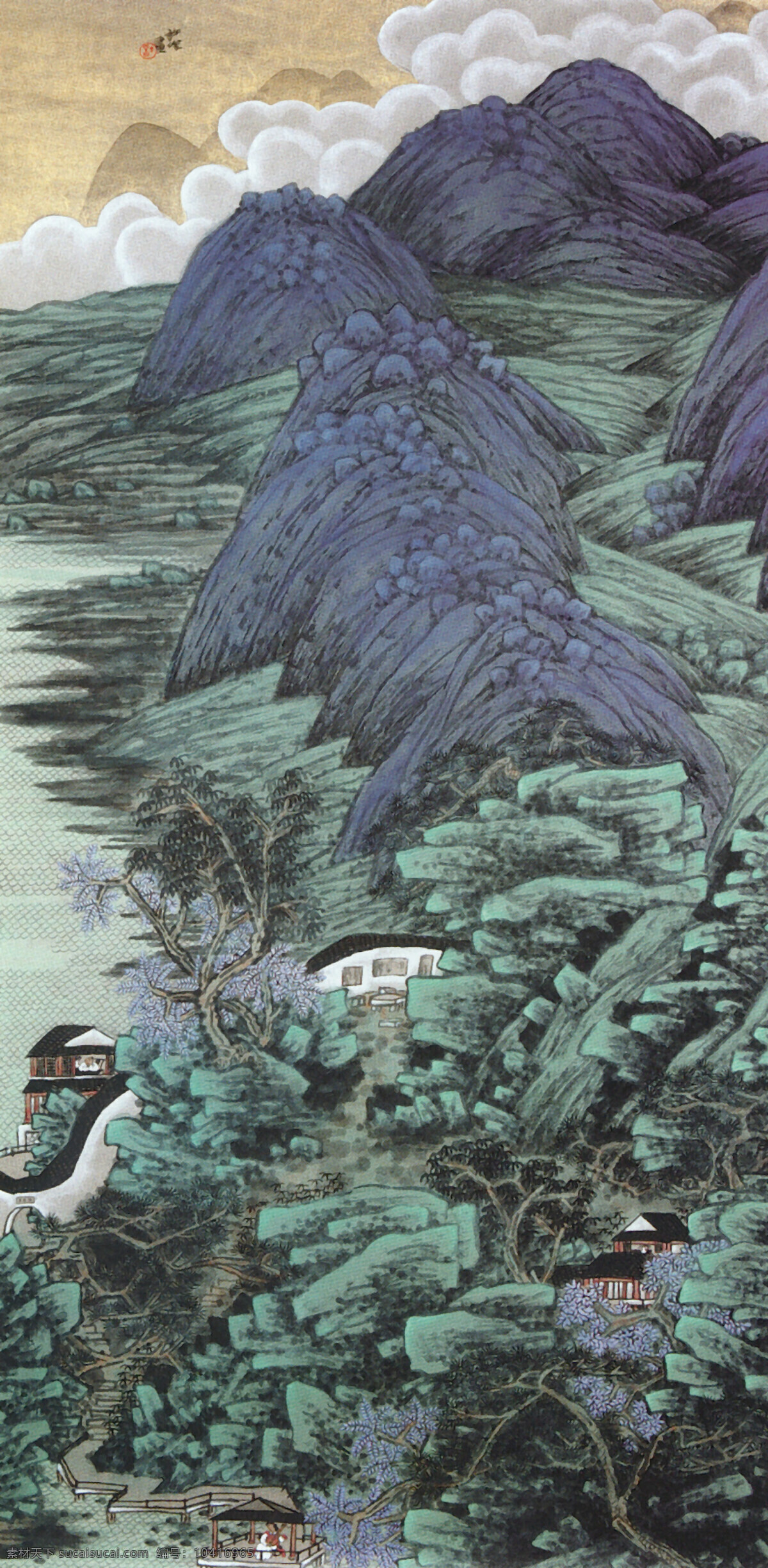 青 峦 耸 翠 图 彩墨山水画 国画山水 山水国画 书法 青峦耸翠图 写意画 大师作品 家居装饰素材 山水风景画