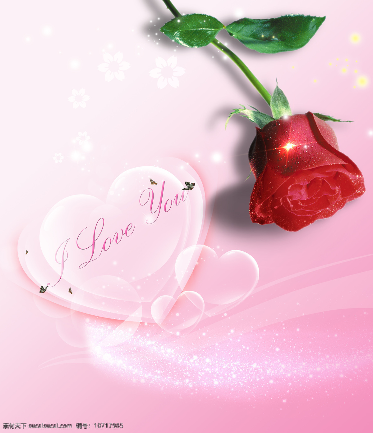 红玫瑰 love 水晶心 甜美爱情 家居装饰素材 无框画