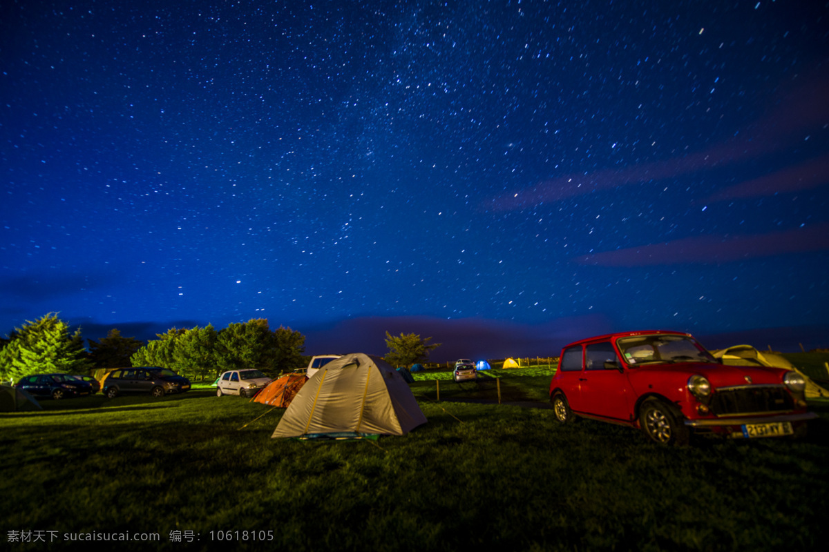 天空岛 星星 帐篷 复古汽车 露营 自然景观 自然风景