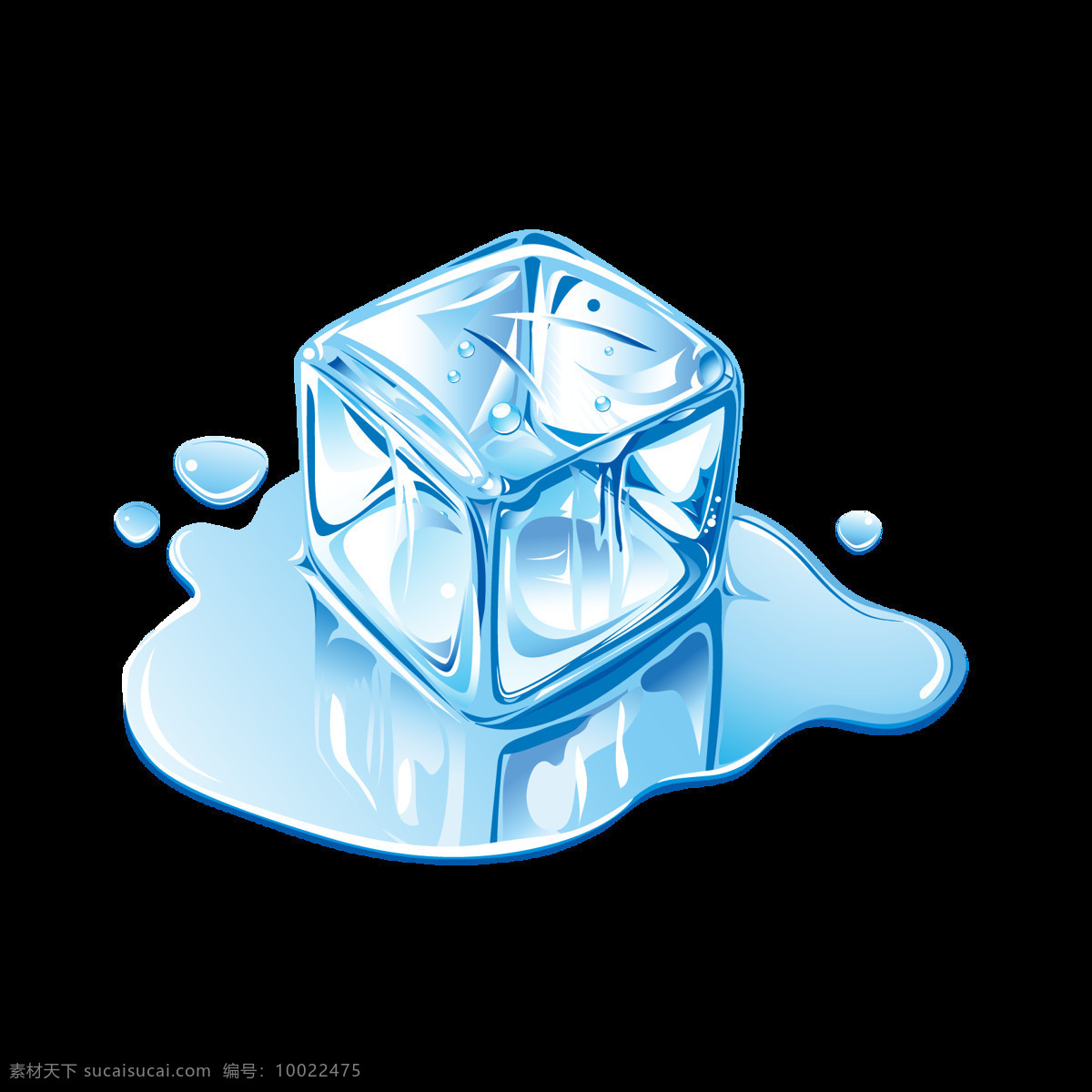 手绘 冰块 融化 元素 效果 蓝色渐变 png元素 透明元素 免抠元素