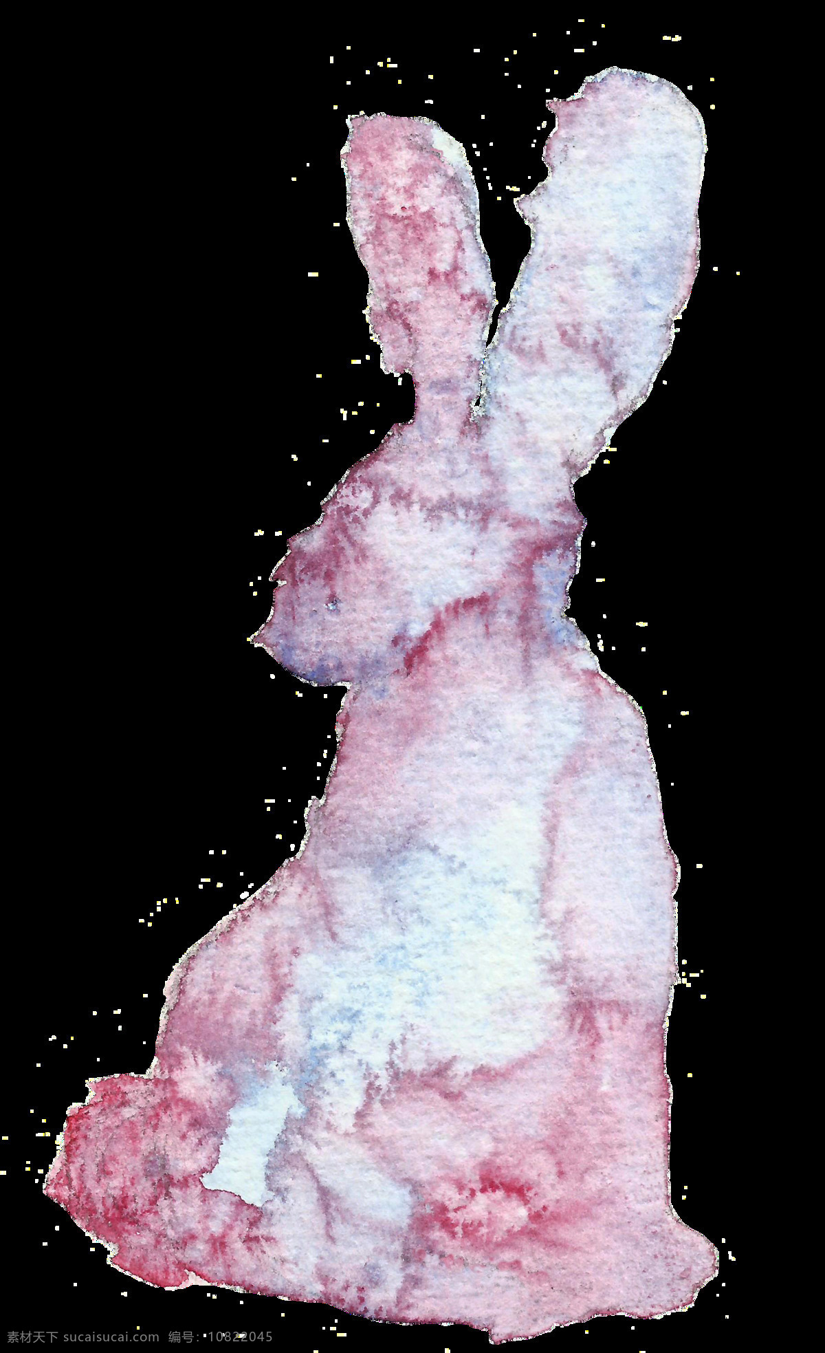 手绘 彩色 泥塑 兔子 透明 装饰 图案 蜡像 融化 彩绘
