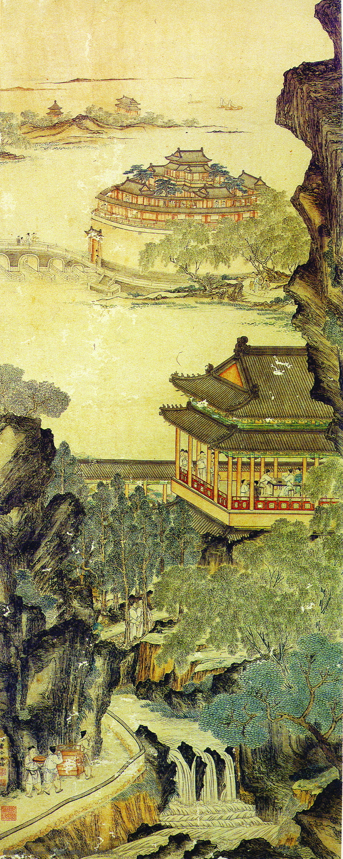 人物名画 中国 古典 藏画 中国古典藏画 设计素材 古典藏画 书画美术 黄色