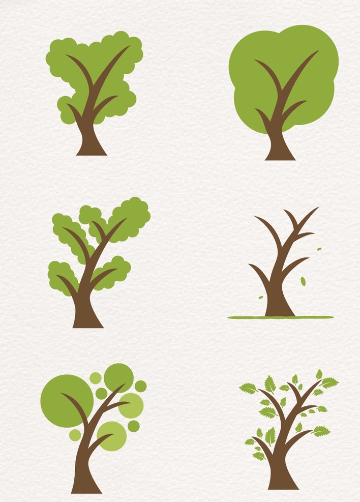 矢量树 树 绿色 多个 优化树叶 环境设计 园林设计