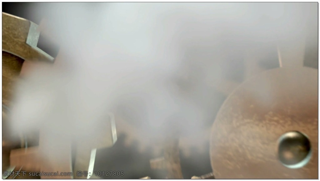 棕色 金属 动态 视频 白烟 机械 齿轮 视频素材 动态视频素材