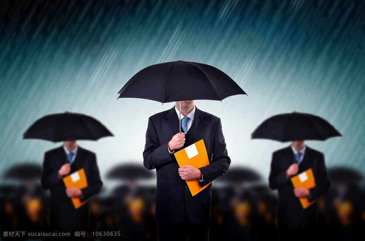 商业 图 雨伞 雨中等候 商务金融