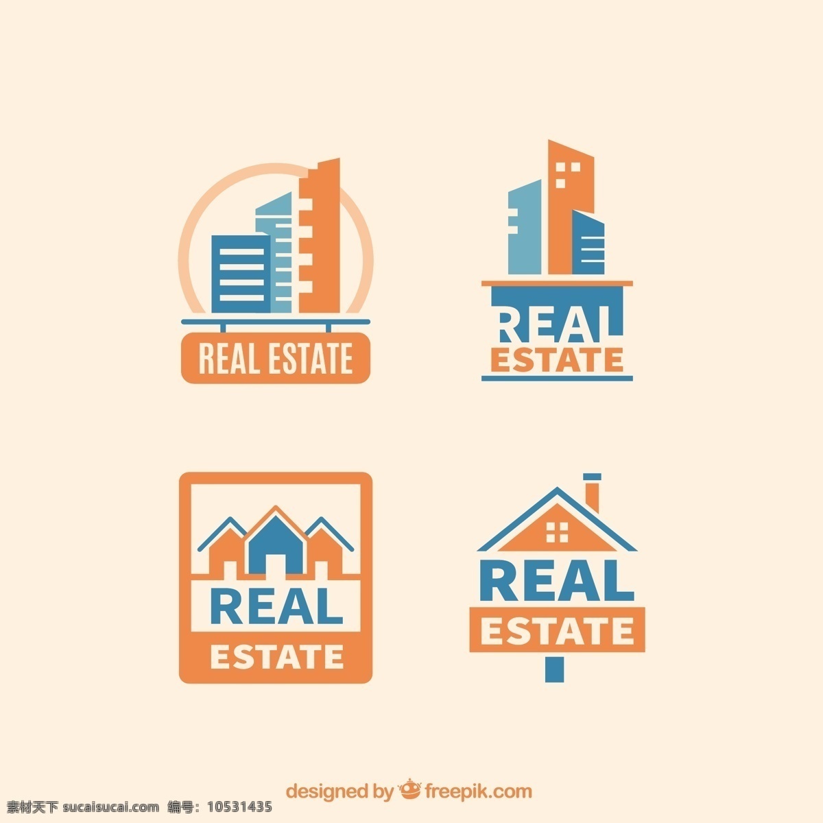 房地产 广告 图标 标识 经营 销售 建筑 家居 蓝 地势平坦 物业 橙 企业 公司 品牌 颜色 扁平 身份 符号