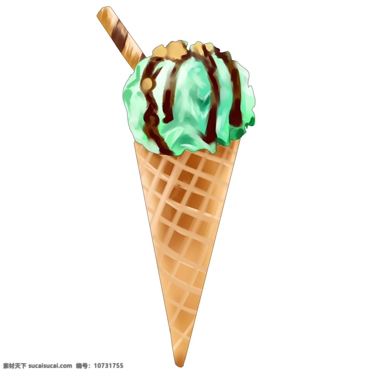 卡通 冰淇淋 插图 绿色