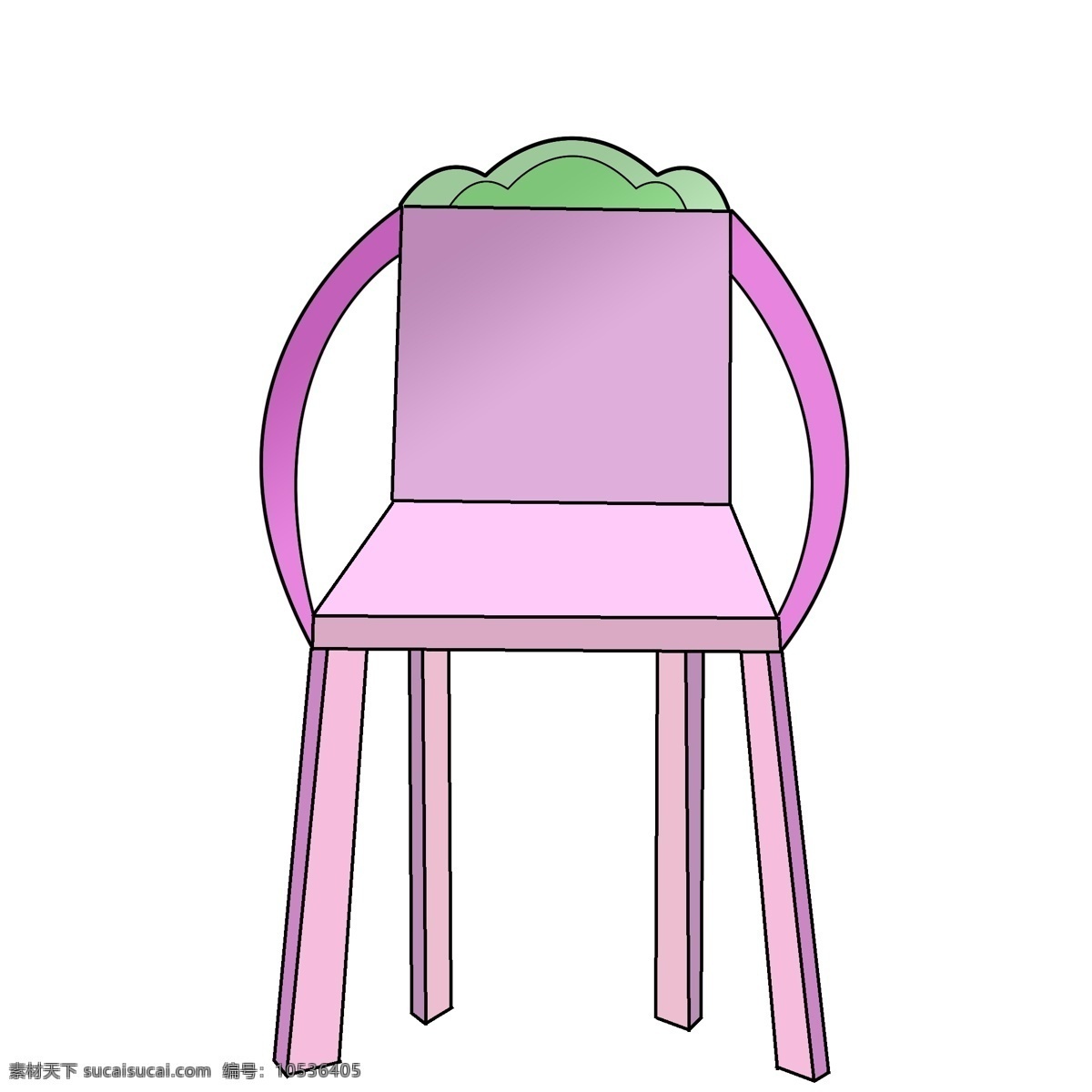 紫色 绿叶 椅子 插画 紫色的椅子 绿色 靠背椅 立体 简约 中式古典家具 带扶手的椅子 家具家私插画