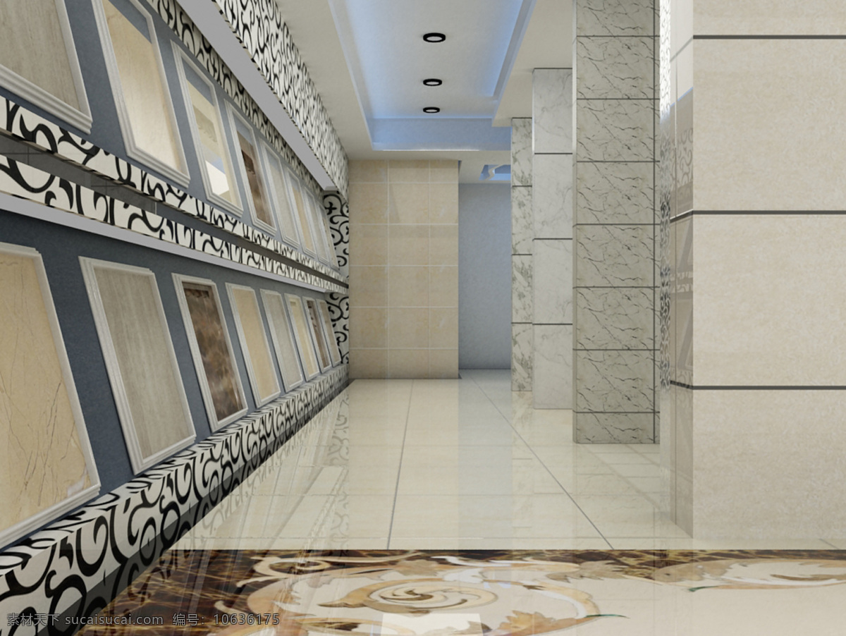 瓷砖展厅走廊 瓷砖 展厅 走廊 贴图 vr材质 室内设计 环境设计