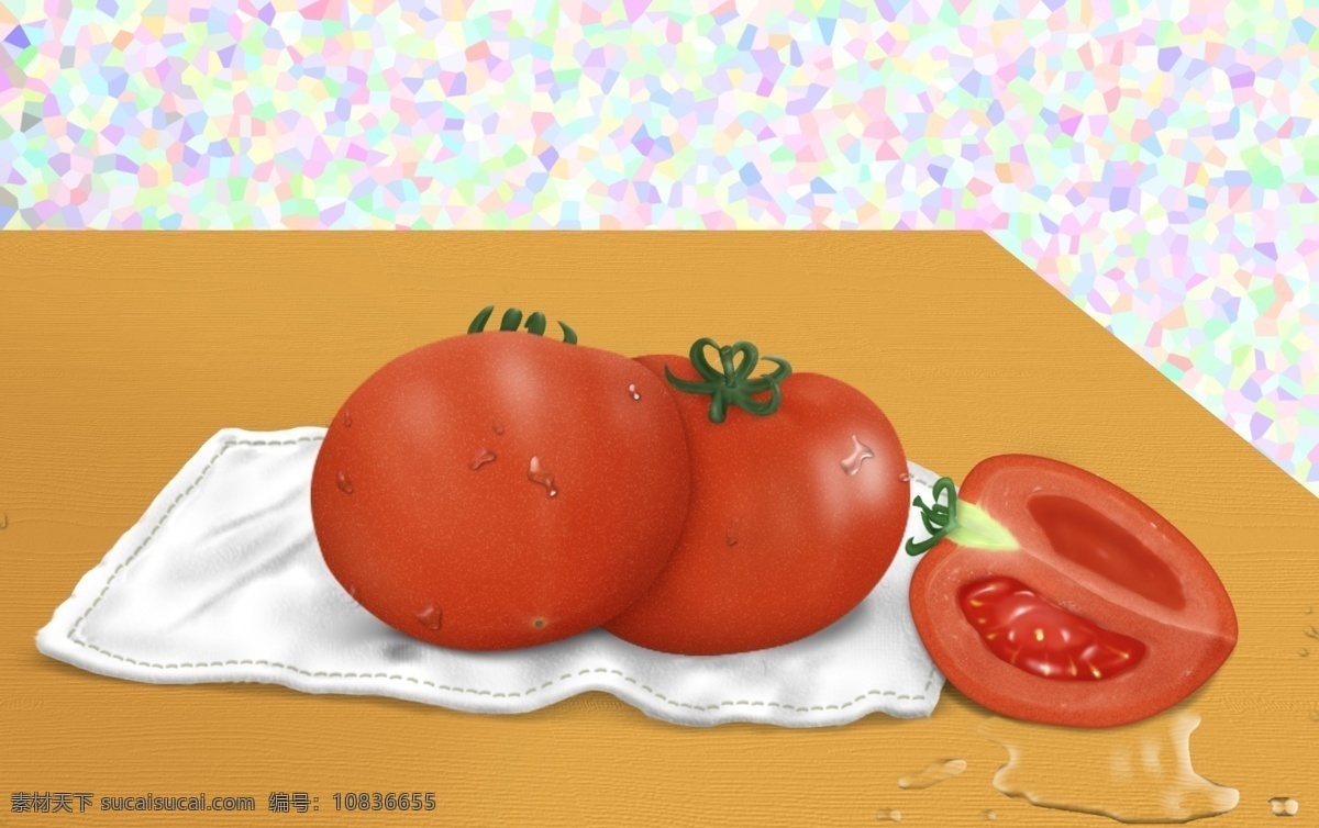 手绘 西红柿 原创 插画 蔬菜 植物 食物 分层 元素 水果 仿真 ps psd分层