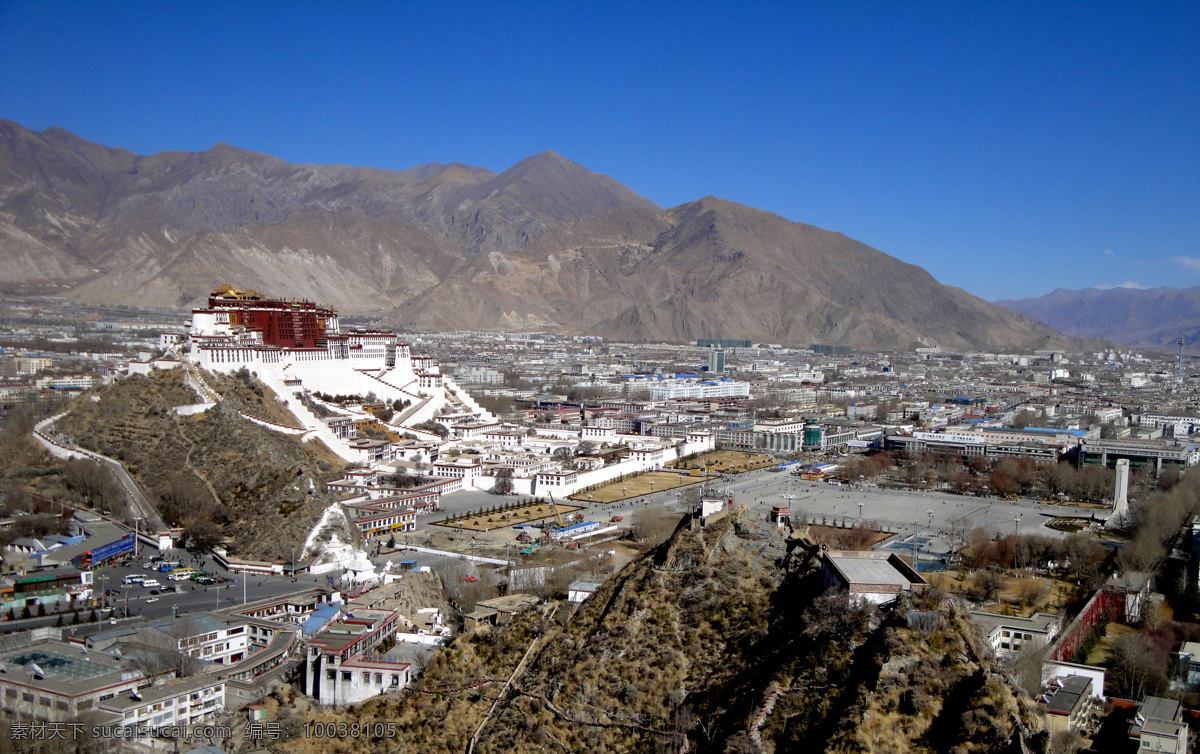 西藏 布达拉宫广场 全景 布达拉宫 广场 俯瞰 旅游摄影 国内旅游