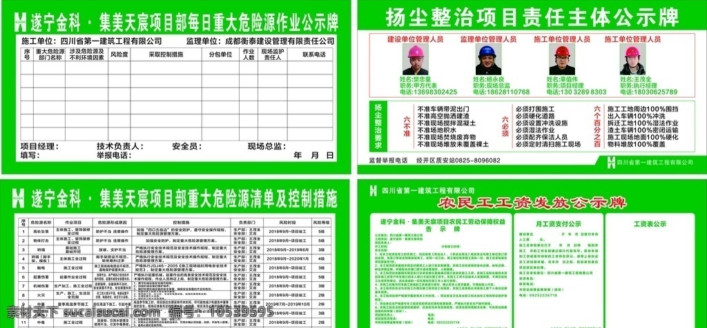 重大危险源 农民工工资 人员公示牌 作物清单 农民工