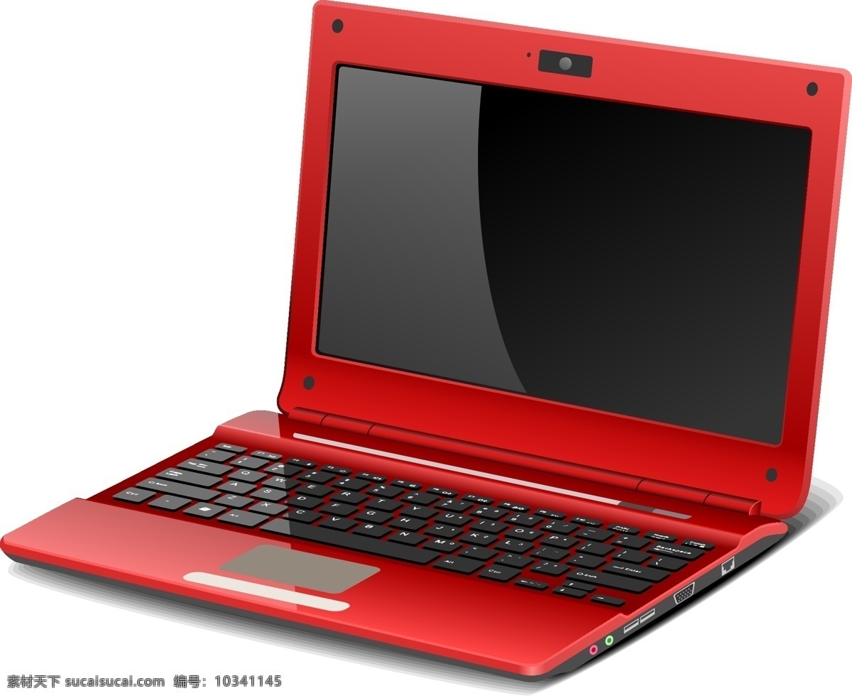 红色 笔记本 手提电脑 矢量 电脑 摄像头 数码素材 矢量素材