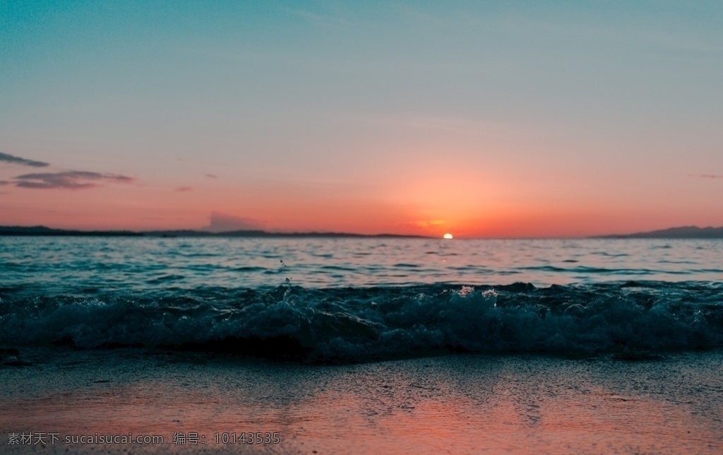 夕阳 大海 天空 沙滩 自然景观 自然风景