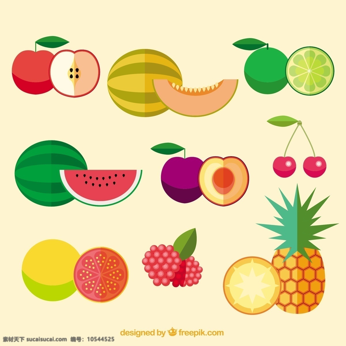 款 可口 扁平 水果 食品 红色 苹果 热带 平板 健康 平面设计 菠萝 健康食品 西瓜 营养 樱桃 甜瓜 美味 异国情调 红色水果
