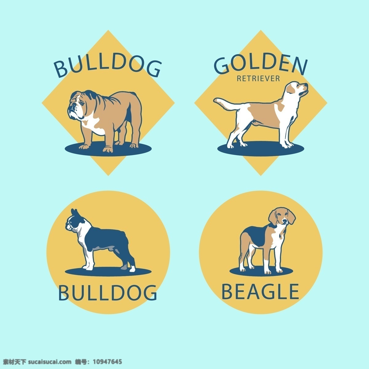 款 彩绘 宠物狗 标签 矢量 巴哥犬 法国斗牛犬 拉布拉多犬 宠物 狗 标志图标 公共标识标志