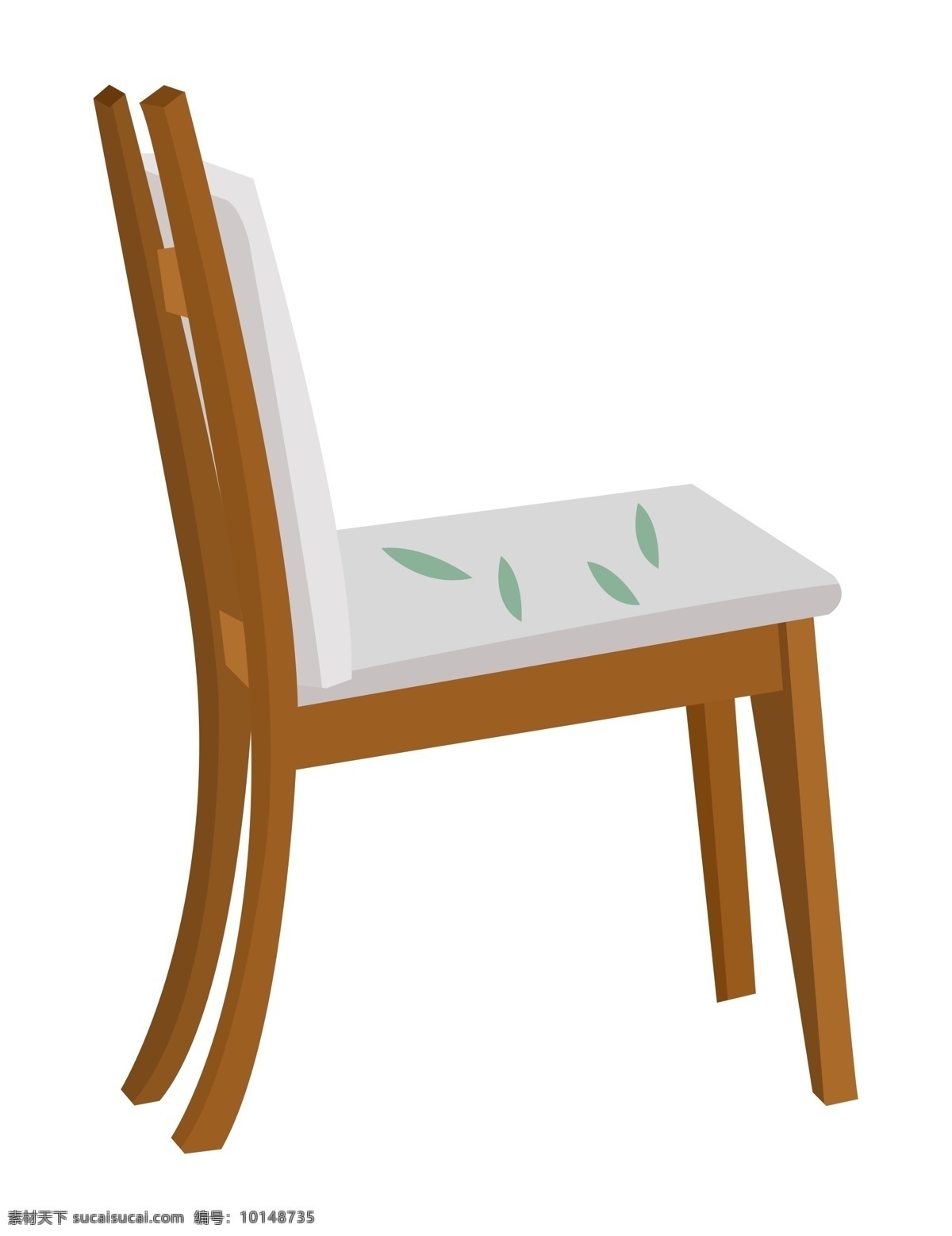 手绘 家具 餐厅 椅子 插画 绿色的椅子 木制品家具 卡通插画 手绘家具插画 白色的坐垫 精美的家具