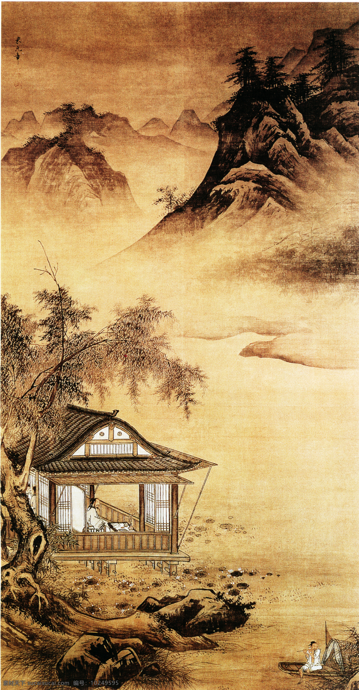听箫图 中国名画 古画 文化艺术 绘画书法 设计图库