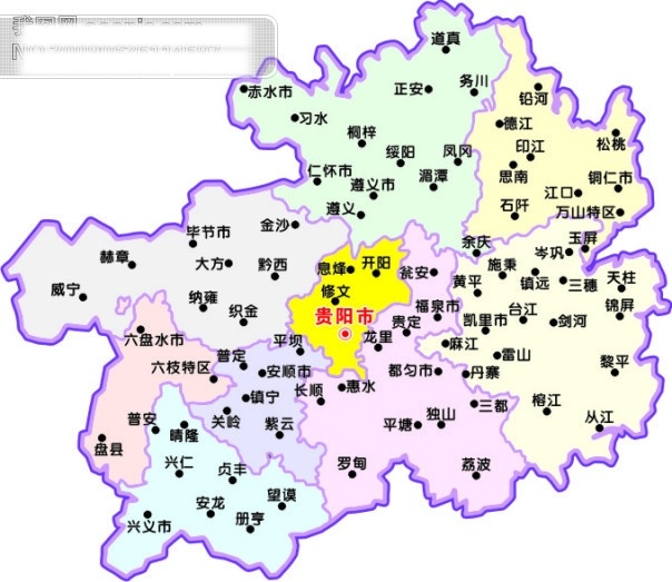 贵州省 区域 矢量 地图